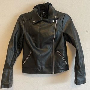 Leather Jacket with hoodie
